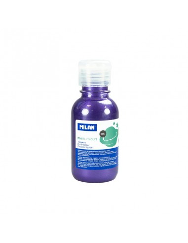 Milan Botella de Tempera 125ml - Tapon Dosificador - Secado Rapido - Mezclable - Color Lila Metalizado