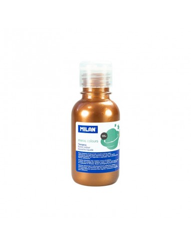 Milan Botella de Tempera 125ml - Tapon Dosificador - Secado Rapido - Mezclable - Color Cobre