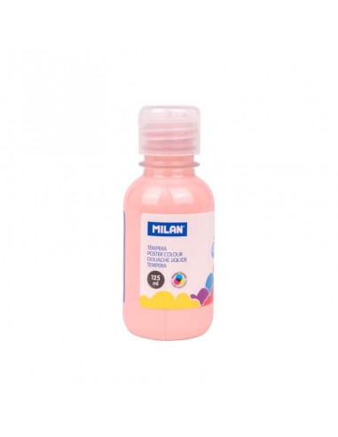 Milan Botella de Tempera 125ml - Tapon Dosificador - Secado Rapido - Mezclable - Color Rosa Palido