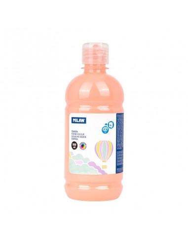 Milan Botella de Tempera 500ml - Tapon Dosificador - Secado Rapido - Mezclable - Color Rosa Palido Pastel