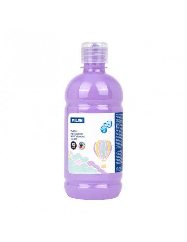 Milan Botella de Tempera 500ml - Tapon Dosificador - Secado Rapido - Mezclable - Color Violeta Pastel