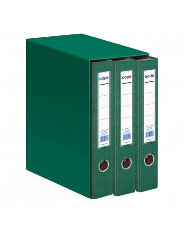 Dohe Archicolor Modulo de 3 Archivadores de Palanca con Rado - Lomo Estrecho - Formato Folio - Carton Forrado - Color Verde