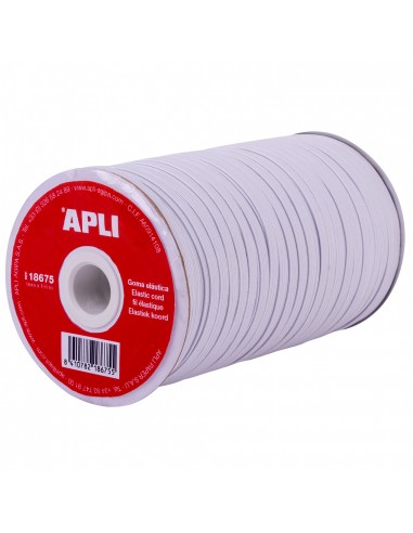 Apli Bobina de Cuerda Elastica Plana 5mmx100m - Facil de Cortar y Atar - Ideal para Manualidades