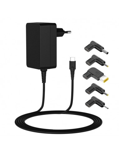 Leotec Cargador Universal para Portatil 45W USB-C Power Delivery 3.0 - 5 Conectores Diferentes - Proteccion de Sobrecarga y