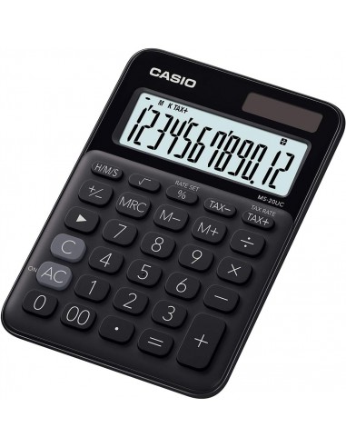 Casio MS-20UC Calculadora de Sobremesa Pequeña - Pantalla LCD de 12 Digitos - Alimentacion Solar y Pilas - Color Negro