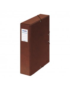 Dohe Caja para Proyectos Lomo 7cm - Carton Forrado con Papel Impreso y Plastificado - Cierre con Gomas - Color Cuero