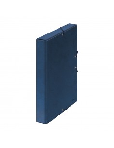 Dohe Caja para Proyectos Lomo 3cm - Carton Forrado con Papel Impreso y Plastificado - Cierre con Gomas - Color Azul