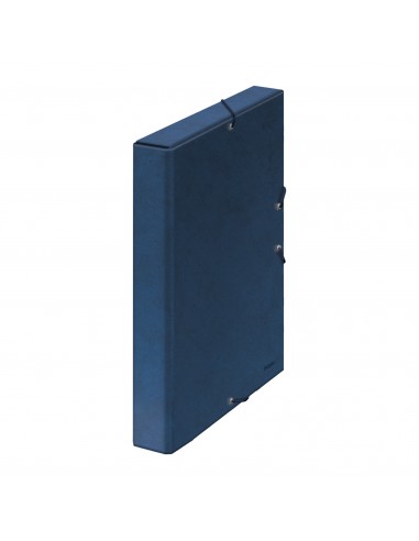 Dohe Caja para Proyectos Lomo 3cm - Carton Forrado con Papel Impreso y Plastificado - Cierre con Gomas - Color Azul