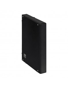 Dohe Caja para Proyectos Lomo 3cm - Carton Forrado con Papel Impreso y Plastificado - Cierre con Gomas - Color Negro