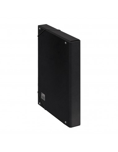 Dohe Caja para Proyectos Lomo 3cm - Carton Forrado con Papel Impreso y Plastificado - Cierre con Gomas - Color Negro