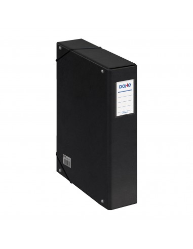 Dohe Caja para Proyectos Lomo 7cm - Carton Forrado con Papel Impreso y Plastificado - Cierre con Gomas - Color Negro