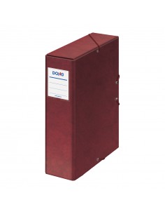 Dohe Caja para Proyectos Lomo 9cm - Carton Forrado con Papel Impreso y Plastificado - Cierre con Gomas - Color Rojo