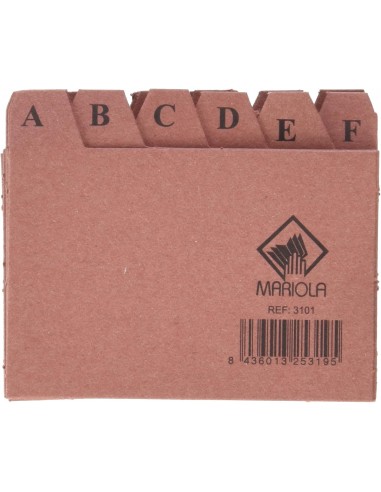 Mariola Indice A-Z N 1 para Fichero - Medidas 95x65mm - Color Marron