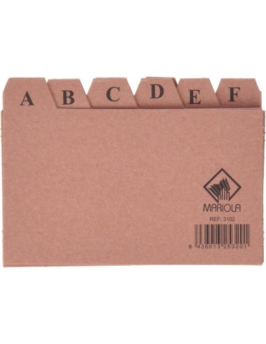 Mariola Indice A-Z N 2 para Fichero - Medidas 125x75mm - Color Marron