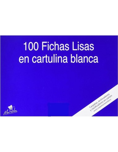 Mariola Pack de 100 Fichas Lisas N 4 para Fichero - Medidas 200x120mm - Color Blanco