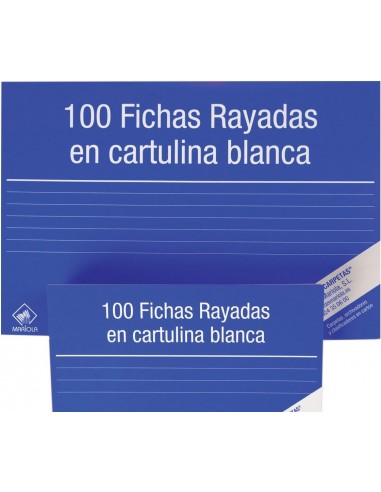 Mariola Pack de 100 Fichas Rayadas N 4 para Fichero - Medidas 200x120mm - Color Blanco