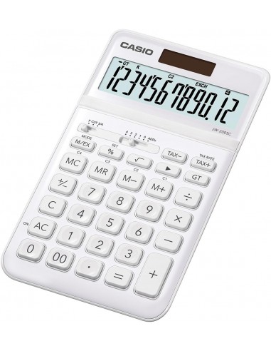 Casio JW-200SC Calculadora de Sobremesa - Pantalla LCD de 12 Digitos Inclinacion Ajustable - Alimentacion Solar y Pilas -
