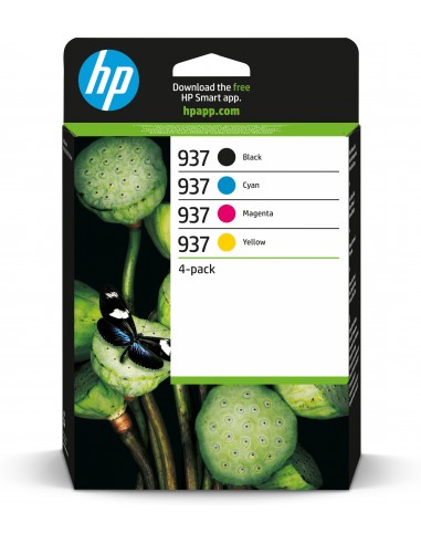 HP 937 Pack de 4 Cartuchos de Tinta Original Negro-Amarillo-Magenta y Cyan - 6C400NE