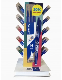 Pilot Expositor de 60 Packs de 3 Recambios para Frixion Ball-Frixion Clicker - Tinta Gel Borrable - Punta de Bola 0.7mm -