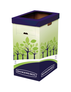 Bankers Box Contenedor de Reciclaje Fellowes - Doble Abertura - Capacidad Maxima 69 Litros - Fabricado en Carton Reciclado -