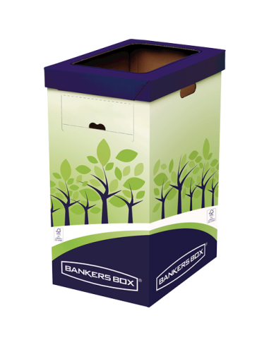 Bankers Box Contenedor de Reciclaje Fellowes - Doble Abertura - Capacidad Maxima 69 Litros - Fabricado en Carton Reciclado -