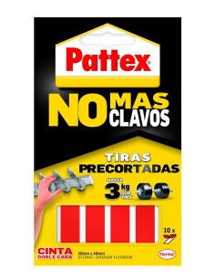 Pattex Nmc Cinta Doble Cara Bl 10 Tiras - Adhesion Duradera - Fijacion congran Fuerza - Practica y Limpia