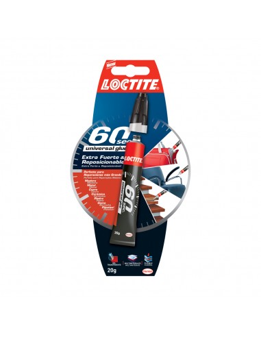 Loctite 60Sec Caja Std - Adhesivo Reposicionable en Gel Transparente - Pega en 60 Segundos - Adhesion Extrafuerte - Ideal