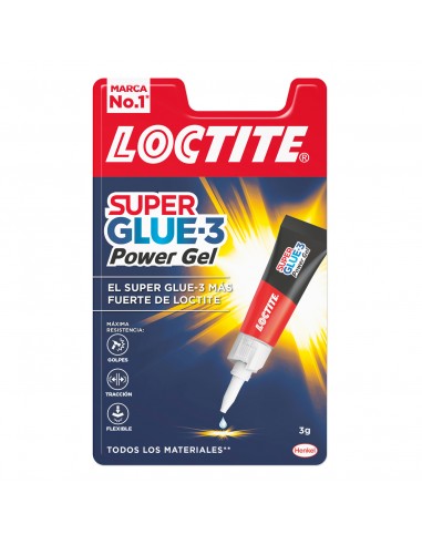 Loctite Superglue-3 Power Gel 3gr - Adhesivo Instantaneo Flexible y Extrafuerte - Formula en Gel Enriquecida con Particulas