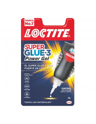 Loctite Superglue-3 Control Power Gel 3gr - Adhesivo Instantaneo Flexible y Extrafuerte - Resistente a Golpes. Torsiones y