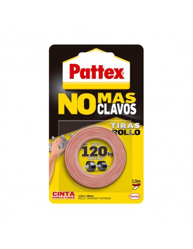 Pattex Nmc Cinta Doble Cara Bl 1.5m - Adhesivo Sin Clavos - Fijacion Rapida y Limpia - para Objetos Lisos en Interior y
