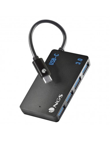 NGS Hub USB-C de Cuatro Puertos USB 3.0 - Tamaño Compacto - Alta Velocidad de Transmision - Compatible con Mac Tablets y