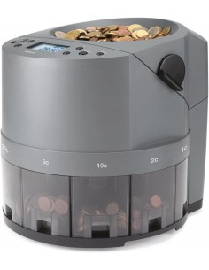 Safescan 1450 Eur Contadora y Clasificadora Automatica de Monedas - Cuenta y Clasifica 500 Monedas por Minuto - Funcion de