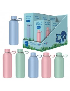 Dohe Expositor de 6 Botellas Reutilizables 3x 500ml y 3x 350ml - Acero Inoxidable de Doble Pared - Libre de BPA - Tapon