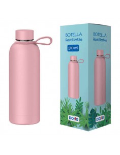 Dohe Botella Reutilizable 500ml - Acero Inoxidable de Doble Pared - Libre de BPA - Tapon Hermetico Antigoteo de Acero