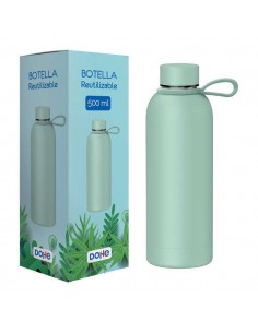 Dohe Botella Reutilizable 500ml - Acero Inoxidable de Doble Pared - Libre de BPA - Tapon Hermetico Antigoteo de Acero