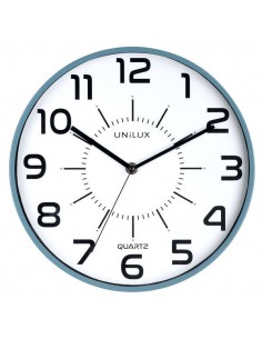 Unilux Reloj de Pared Pop - Diseño Moderno y Colorido - Facil Lectura de la Hora - Funciona con Pilas - Color Azul