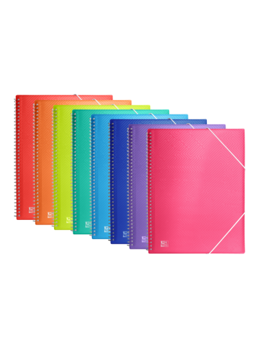 Oxford Urban A4 Carpeta de Fundas - Tapa de Plastico Translucido - Espiral - 40 Fundas - Colores Surtidos