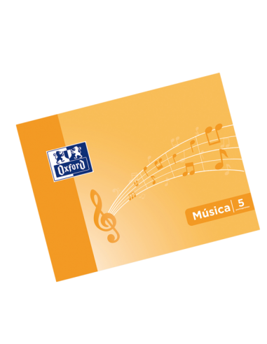 Oxford School Musica A5 Apaisado - Tapa Blanda - Libreta Grapada - 5 Pentagramas - Interlineado de 4mm - 10 Hojas - Tapa