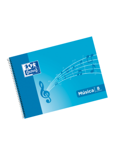 Oxford School Musica 4-Apaisado Cuaderno Espiral - Tapa Blanda - 8 Pentagramas - Interlineado de 2mm - 20 Hojas -