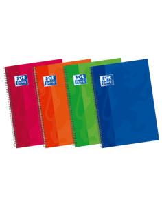 Oxford School Classic Write&Erase 4-Cuaderno Espiral - Tapa Extradura Resistente - 1 Linea con Margen - 80 Hojas - Colores