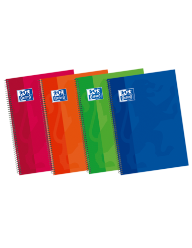 Oxford School Classic Write&Erase 4-Cuaderno Espiral - Tapa Extradura Resistente - 1 Linea con Margen - 80 Hojas - Colores