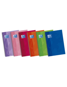 Oxford School Classic Write&Erase F-Cuaderno Espiral - Tapa Extradura - Liso - 80 Hojas - Colores Surtidos