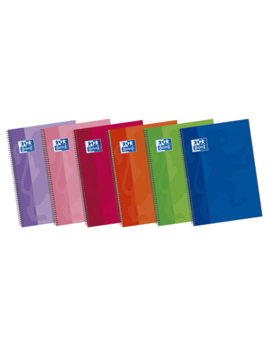 Oxford School Classic Write&Erase F-Cuaderno Espiral - Tapa Extradura - Liso - 80 Hojas - Colores Surtidos