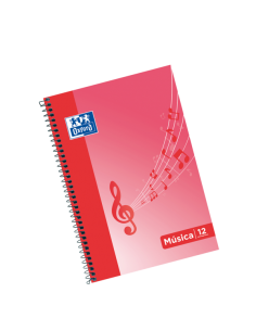 Oxford School Musica F-Cuaderno Espiral - Tapa Blanda - 12 Pentagramas - Interlineado de 2.5mm - 20 Hojas - Ilustracion en