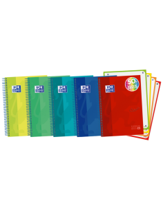 Oxford School Touch A5-Europeanbook - Tapa Extradura Resistente - 120 Hojas de Colores Vivos - Cuadricula 5x5