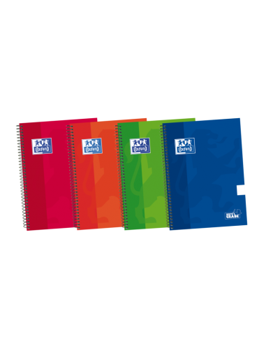 Oxford School Classic Write&Erase 4-Cuaderno Espiral - Tapa Extradura - Liso - 80 Hojas - Colores Surtidos