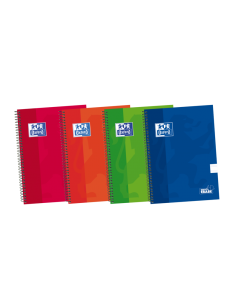 Oxford School Classic Write&Erase 4-Cuaderno Espiral - Tapa Extradura Resistente - Pauta de 2.5mm con Margen - 80 Hojas -