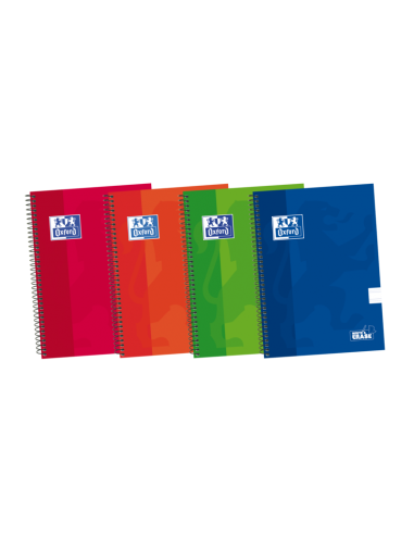 Oxford School Classic Write&Erase 4-Cuaderno Espiral - Tapa Extradura Resistente - Pauta de 2.5mm con Margen - 80 Hojas -
