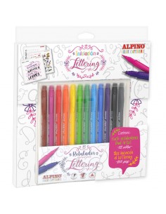 Alpino Color Experience Pack de 12 Rotuladores Dual Artist-Libro Guia de Iniciacion al Lettering - Doble punta (Fina 0 7mm