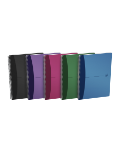 Oxford Office Urban Mix A4 Cuaderno Espiral - Tapa de Plastico Resistente - 90 Hojas Cuadriculadas 5x5 - Colores Surtidos
